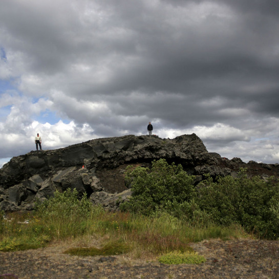 Volcanic rootless cone with a welded spatter layer in Rauðhólar.