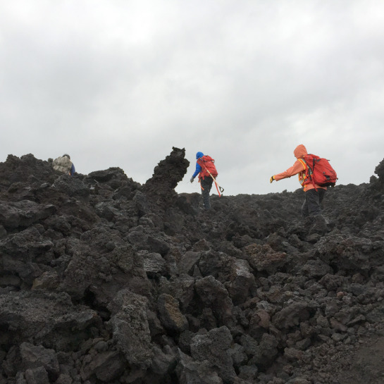 The team ventured into the interior of the lava to characterize the diversity of its flow types and document surface textures and other unique structures, which are not visible from the flow margin.