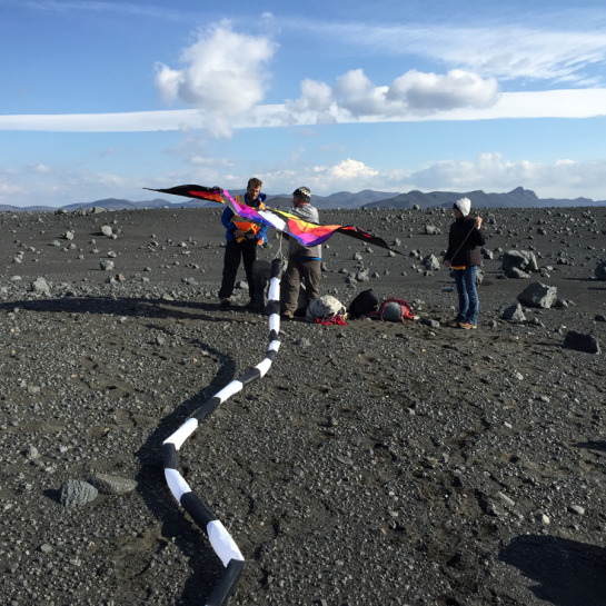 Aerial remote sensing was also achieved using kites during high-wind conditions when UAV flights were infeasible. We used a simple nadir-viewing platform for mapping, and a radio-controlled gimbal to obtain targeted perspective images.