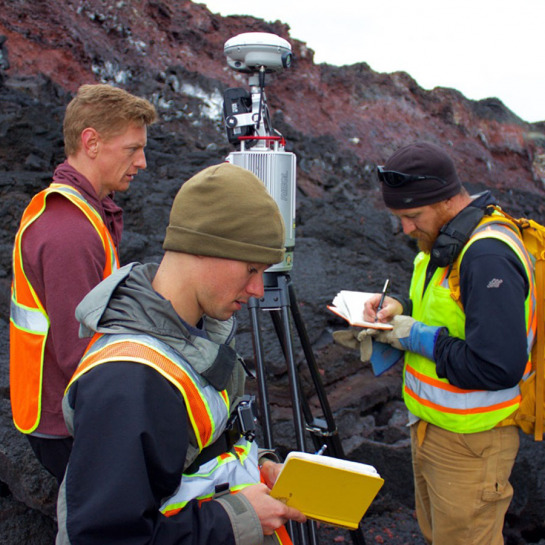 The LiDAR team taking careful notes to place their observations into context.