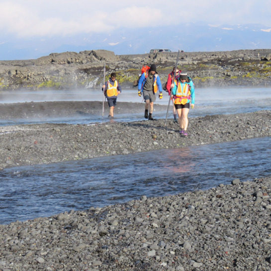 Crossing the hot springs were always a challenge, but faced with a choice between crossing the lava, or wading through the hot springs, the team generally favored the water, which could reach over 50°C. 40°C water is perfect for a hot tub, but 50°C is just too hot!
