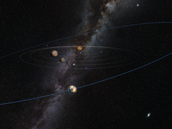 Unseen "planetary mass object" makes its existence known by ruffling the orbital plane of distant Kuiper Belt objects