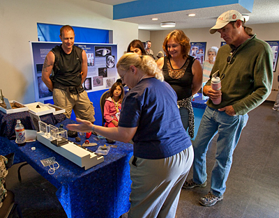 Dolores giving a lesson on meteorites.