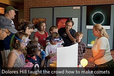 Dolores Hill taught the crowd how to make comets.