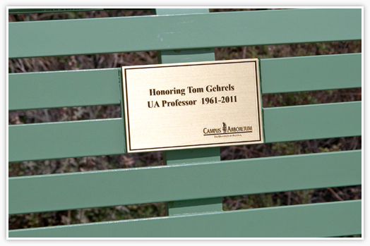 Garden bench named to honor Tom Gehrels