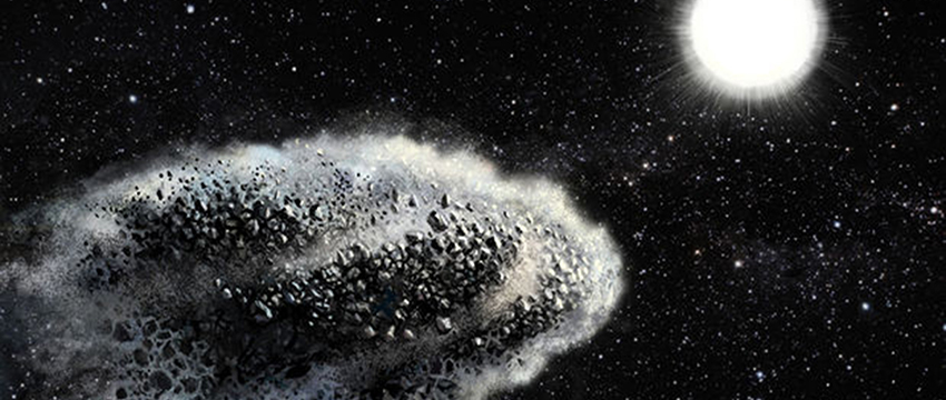 The actual mechanism causing asteroids to disrupt is still unknown but some obvious scenarios such as tidal forces caused by the Sun and direct sublimation of silicates have been ruled out. One of the remaining scenarios is that volatiles inside the asteroid sublimate at moderate temperatures and create enough pressure to blow up the body. A similar process on a smaller scale called spalling can also break up surface rocks. Credit: Lauri Voutilainen