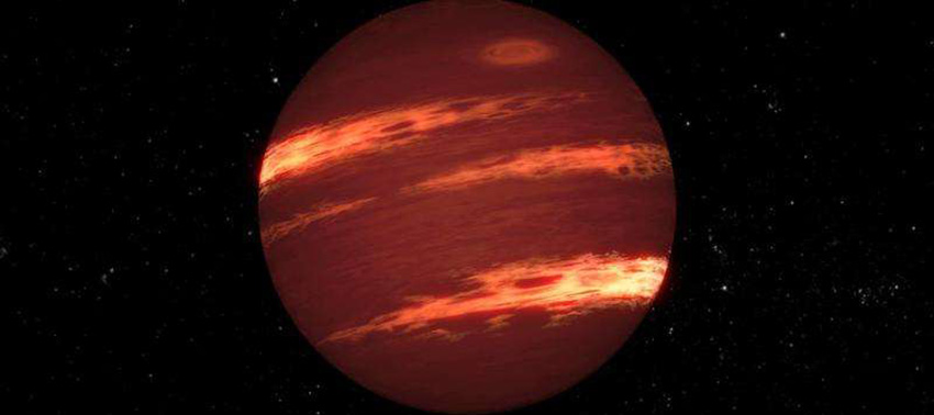 This artist's concept shows a brown dwarf with bands of clouds, thought to resemble those seen on Neptune and the other outer planets in the solar system. By using NASA's Spitzer Space Telescope, astronomers have found that the varying glow of brown dwarfs over time can be explained by bands of patchy clouds rotating at different speeds. (Animation: NASA/JPL-Caltech)