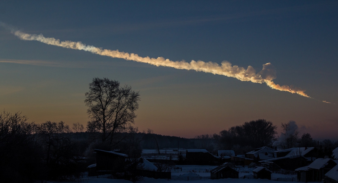 Image of a meteor as it fell to Earth over Chelyabinsk, Russia.