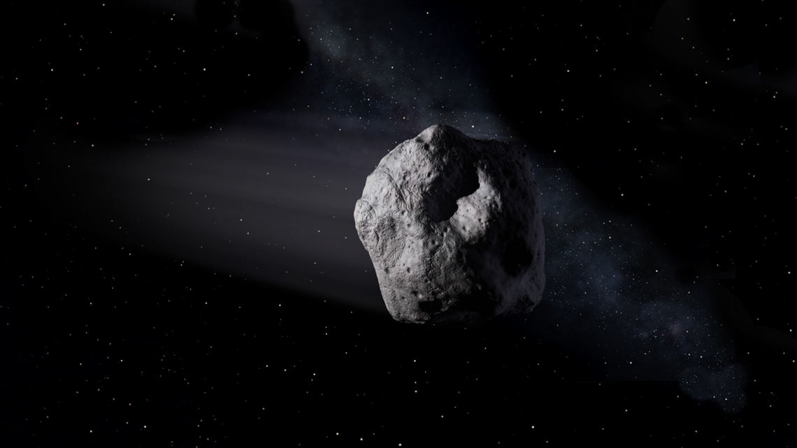  Artist's impression of a near-Earth object in space.