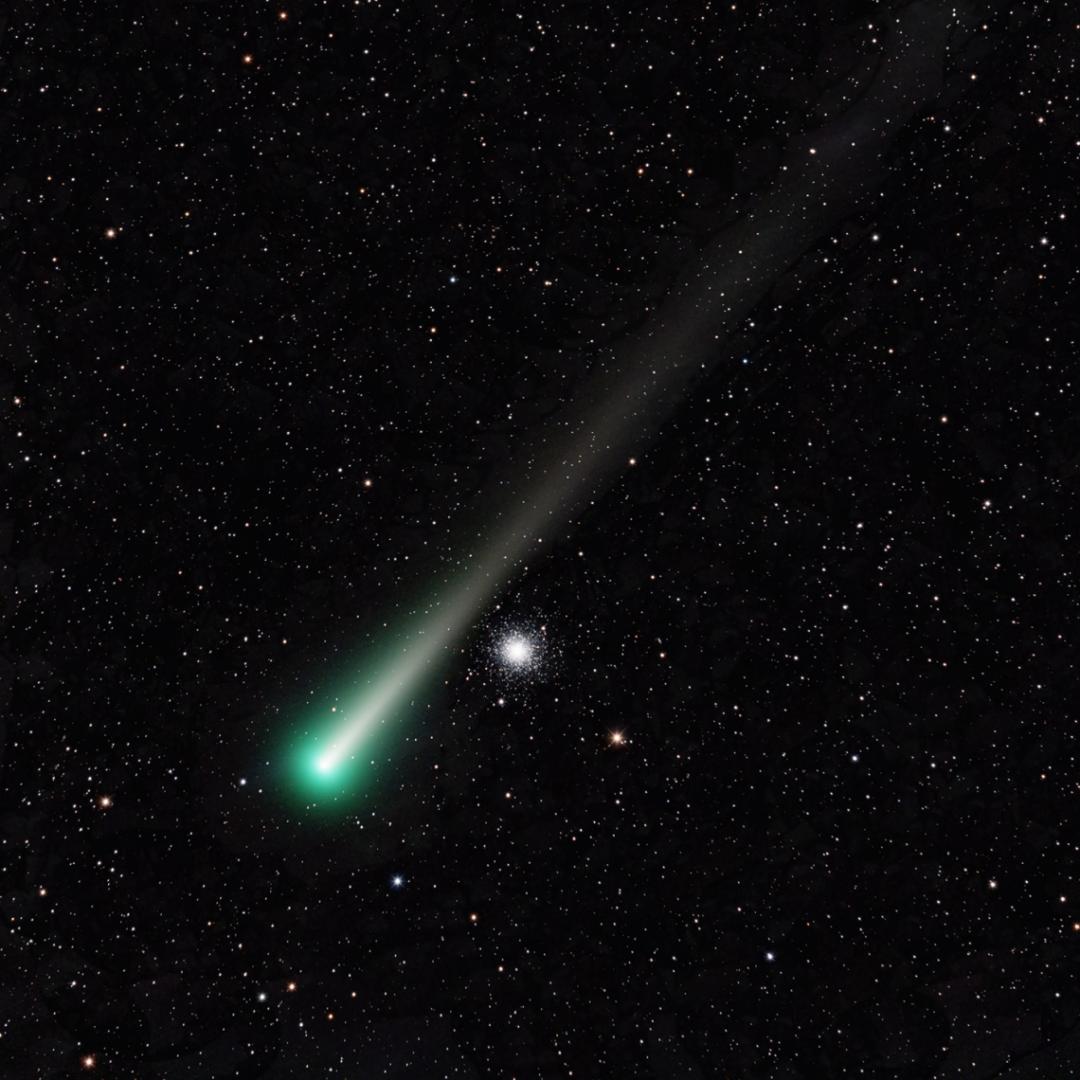 Comet C/2021 A1 (Leonard) is seen next to globular star cluster M3 in this image taken by Adam Block at UArizona's Mount Lemmon Sky Center. Adam Block/Steward Observatory/University of Arizona