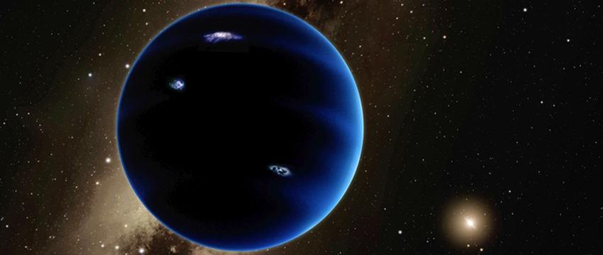 An artist's illustration of Planet Nine, a hypothesized Neptune-size planet orbiting in the distant reaches of our solar system (Illustration: Robert Hurt/Caltech)