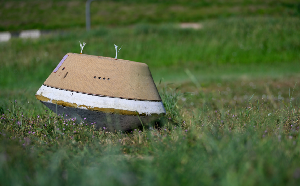 The capsule used in the exercise is a full-scale replica of the one that is on the OSIRIS-REx spacecraft. 