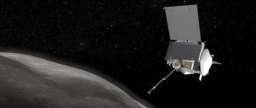 OSIRIS-REx is scheduled to arrive at Bennu, a primitive carbonaceous asteroid, in the fall of 2018. After surveying Bennu for two years, the spacecraft will extend its sampling arm to touch down on the asteroid's surface and collect a sample of pristine asteroid material.