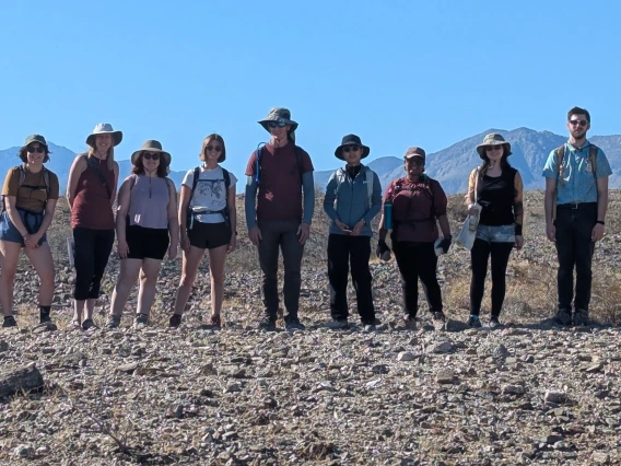 Field trip group standing on rocky terrain