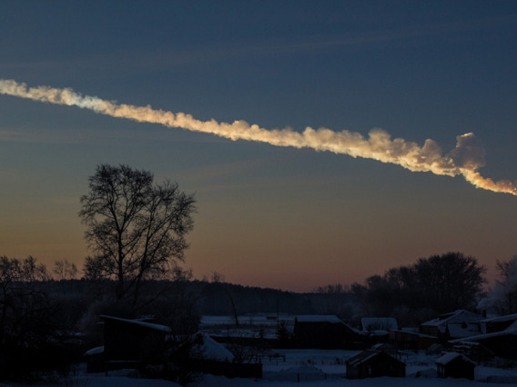 Image of a meteor as it fell to Earth over Chelyabinsk, Russia.