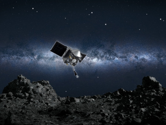 Artist’s conception of NASA's OSIRIS-REx spacecraft collecting a sample from the asteroid Bennu.NASA/Goddard/University of Arizona