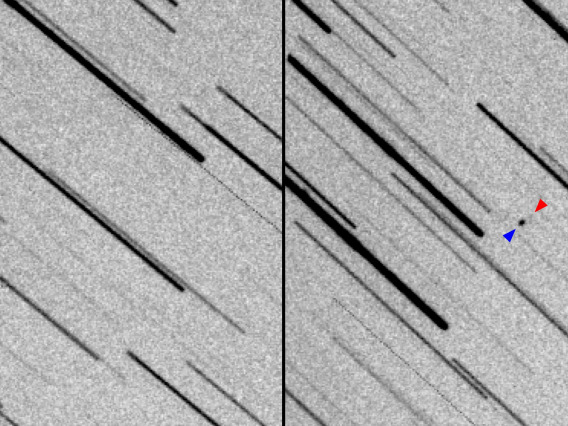 Images show two observations of NASA's Lunar Flashlight and the private ispace HAKUTO-R Mission 1 as the two spacecraft, seen as a pair of dots, journey to the Moon.