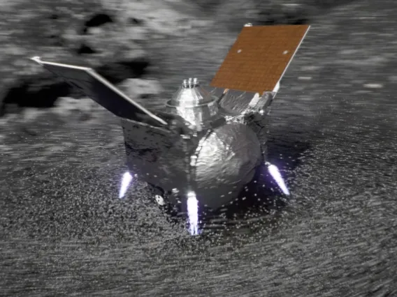 Illustration of OSIRIS-REx on surface of Bennu.