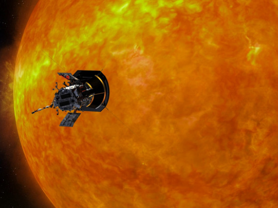 NASA’s Parker Solar Probe approaching the sun. (Image: Johns Hopkins University Applied Physics Laboratory)