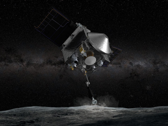 Illustration of OSIRIS-REx tagging Bennu