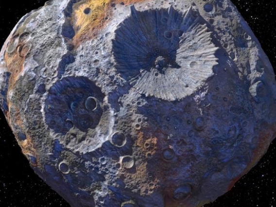 An artist’s rendering of the asteroid Psyche. (Image: ASU/Peter Rubin/CC-BY-SA-4.0)