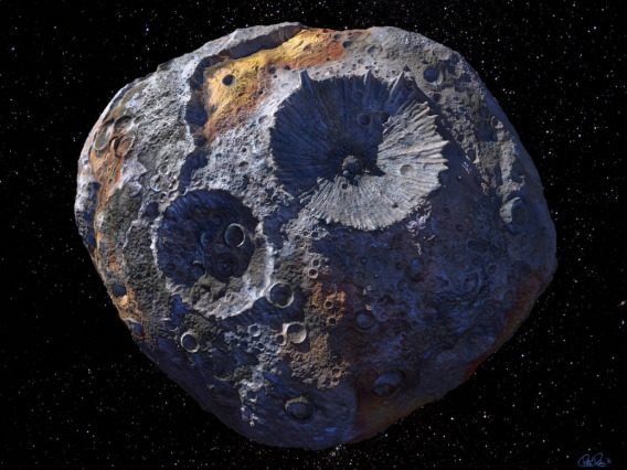 Artist’s concept of asteroid 16 Psyche. Maxar/ASU/P.Rubin/NASA/JPL-Caltech