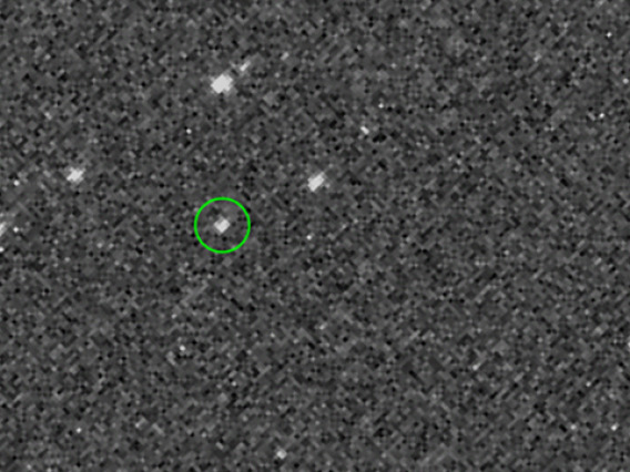 For this animation, OSIRIS-REx image scientists combined five exposures of asteroid Bennu taken by the spacecraft’s PolyCam camera. At this distance, almost six times of that between the Earth and the moon, Bennu is just a point source, indistinguishable from a star other than the way it moves against the star field in the background. This will change dramatically once the spacecraft comes closer and rendezvous with the asteroid in December. (Credit: NASA/Goddard/University of Arizona)