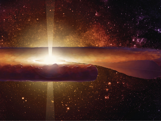 Artist’s illustration of the early solar system, at a time when no planets had formed yet. A swirling cloud of gas and dust surrounded the young sun. The cutaway through this so-called protoplanetary disk shows its three-dimensional structure.