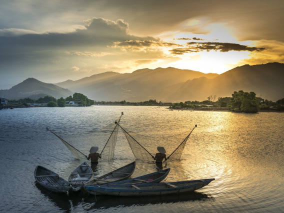 Fishers in the Mekong River.