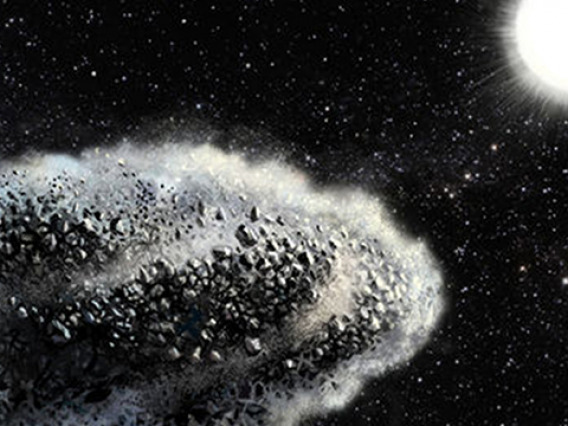 The actual mechanism causing asteroids to disrupt is still unknown but some obvious scenarios such as tidal forces caused by the Sun and direct sublimation of silicates have been ruled out. One of the remaining scenarios is that volatiles inside the asteroid sublimate at moderate temperatures and create enough pressure to blow up the body. A similar process on a smaller scale called spalling can also break up surface rocks. Credit: Lauri Voutilainen