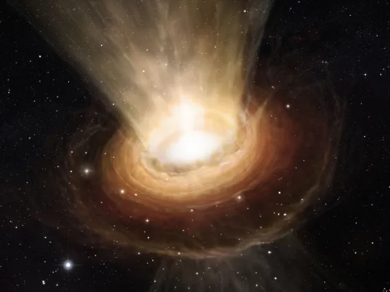 This artist's illustration depicts how the gas leaving the nascent planet-forming disk might look. Such gas dispersal can also happen around supermassive black holes, however, the physics may not be the same as that discussed here.ESO/M. Kornmesser