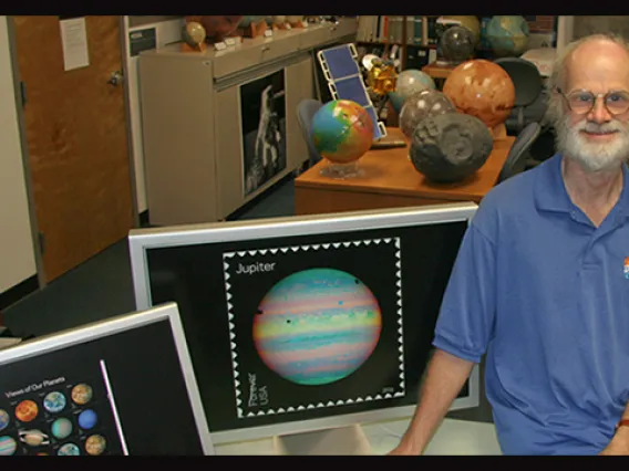 Erich Karkoschka in the Space Imagery Center at the UA's Lunar and Planetary Laboratory. (Photo: Maria Schuchardt)