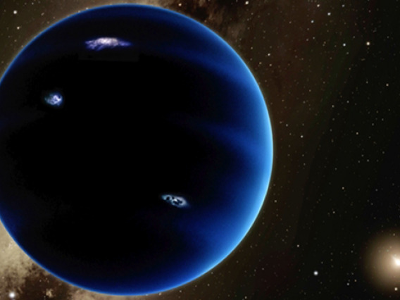 An artist's illustration of Planet Nine, a hypothesized Neptune-size planet orbiting in the distant reaches of our solar system (Illustration: Robert Hurt/Caltech)