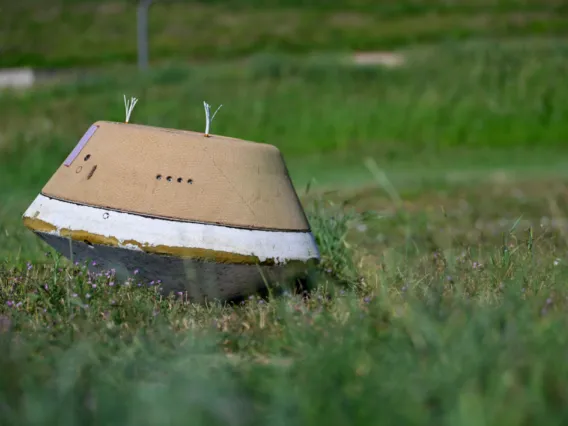 The capsule used in the exercise is a full-scale replica of the one that is on the OSIRIS-REx spacecraft.