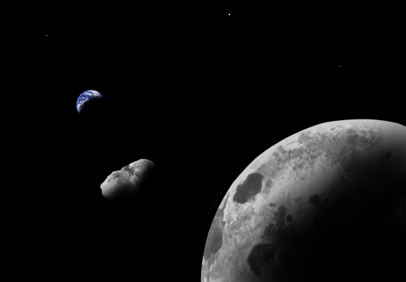 Earth quasi-satellite Kamo`oalewa near the Earth-moon system.