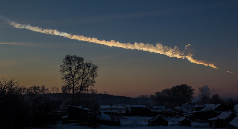Image of a meteor as it fell to Earth over Chelyabinsk, Russia.