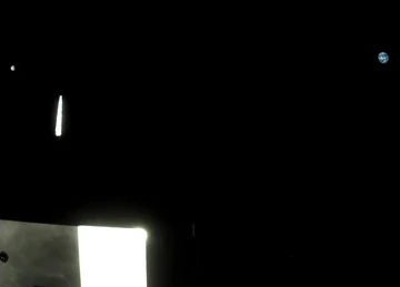 View APEX spacecraft with Moon in the distant.