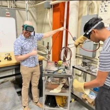 Team welding in lab