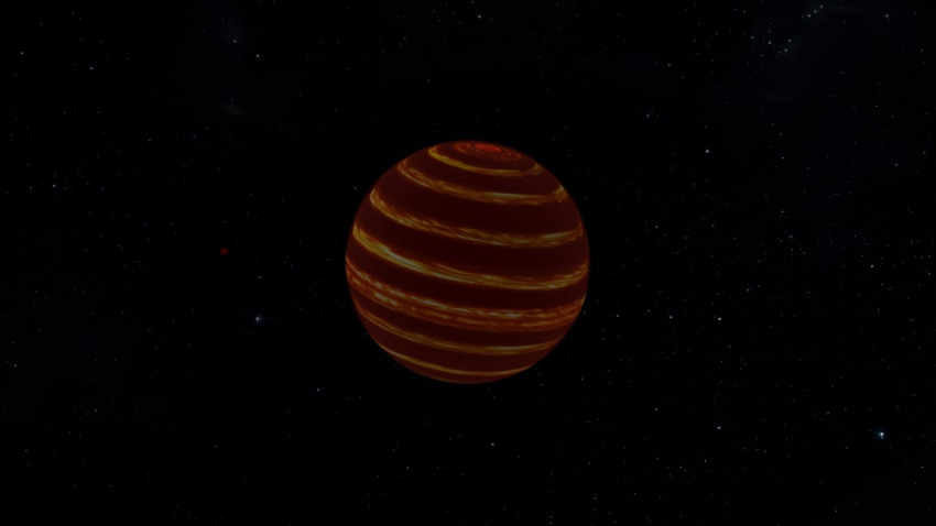 Using high-precision brightness measurements from NASA's TESS space telescope, astronomers found that the nearby brown dwarf Luhman 16B's atmosphere is dominated by high-speed, global winds akin to Earth's jet stream system. This global circulation determines how clouds are distributed in the brown dwarf's atmosphere, giving it a striped appearance.