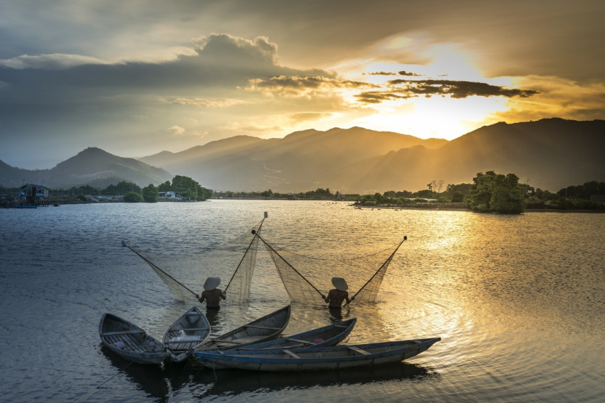 Fishers in the Mekong River.