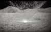 An artistic representation of a meteorite impacting the moon surface. NASA